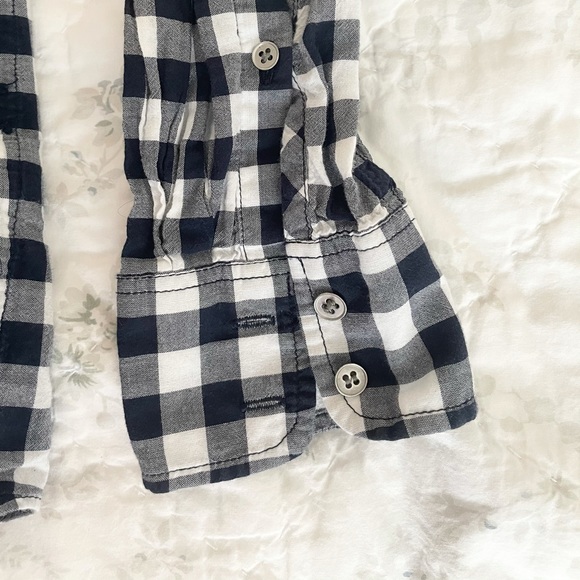 J Crew Factory Boy Fit Navy Gingham Button Down - Picture 5 of 7